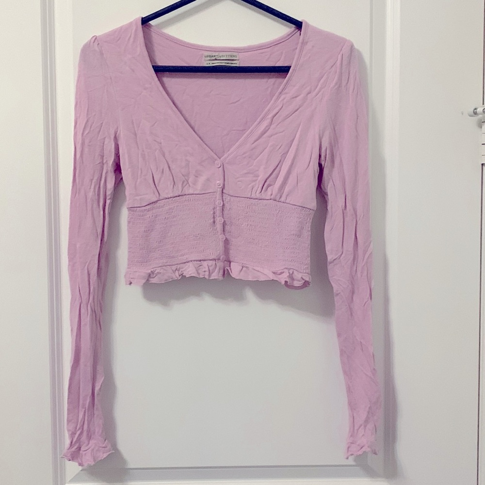 UO Long-Sleeve Cinched Waist Crop Top